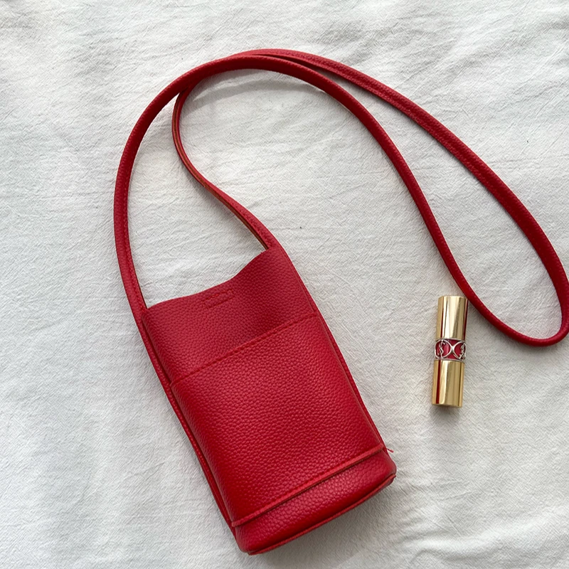 韩国新款休闲斜挎手机包ins简约时尚单肩包女可爱迷你包包红色