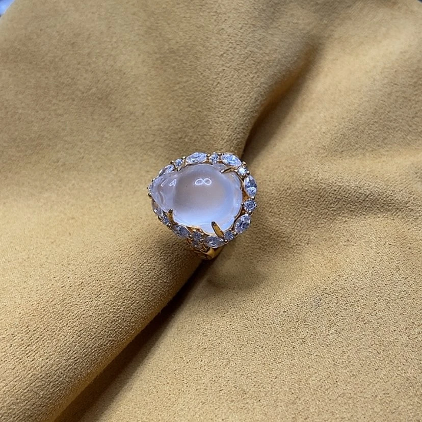 【闪购商品】石英质玉戒指银S925镶嵌九*