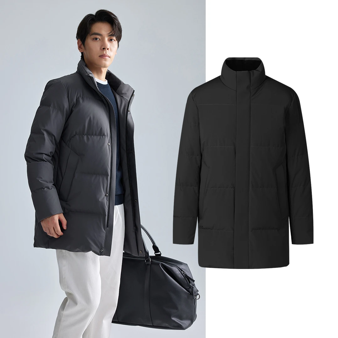 【鲜绒/拒水羽绒】利郎男士时尚中长款立领羽绒服外套防风冬季加厚