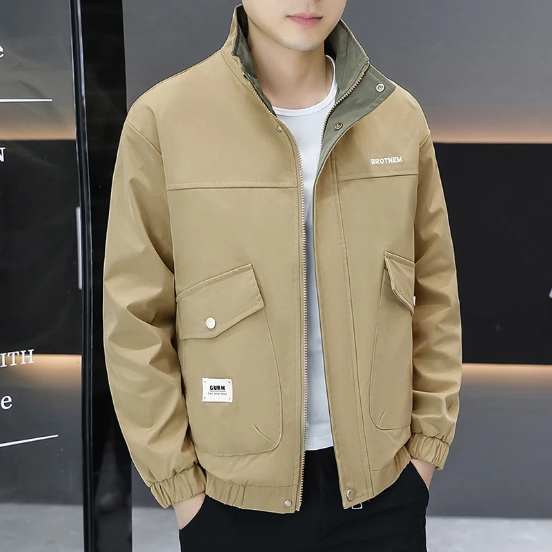 【加绒可选】男士时尚夹克外套立领帅气休闲百搭韩版潮流2023秋冬款