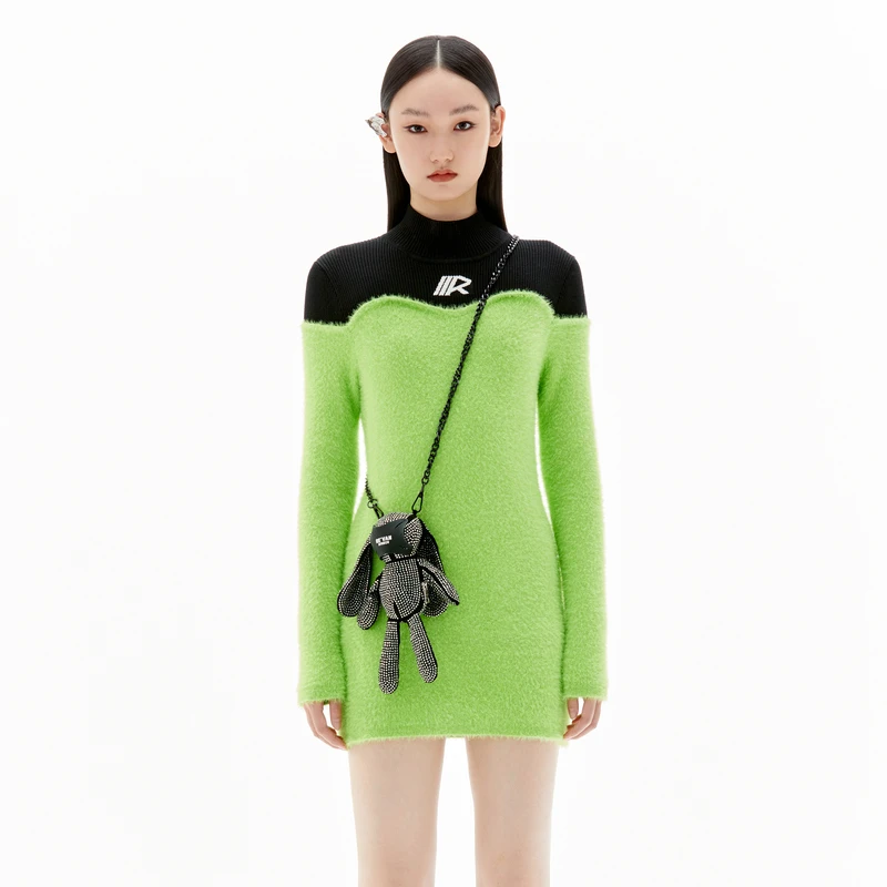 REVAN芮范甜酷兔子包毛衣长袖连衣裙RU91103116