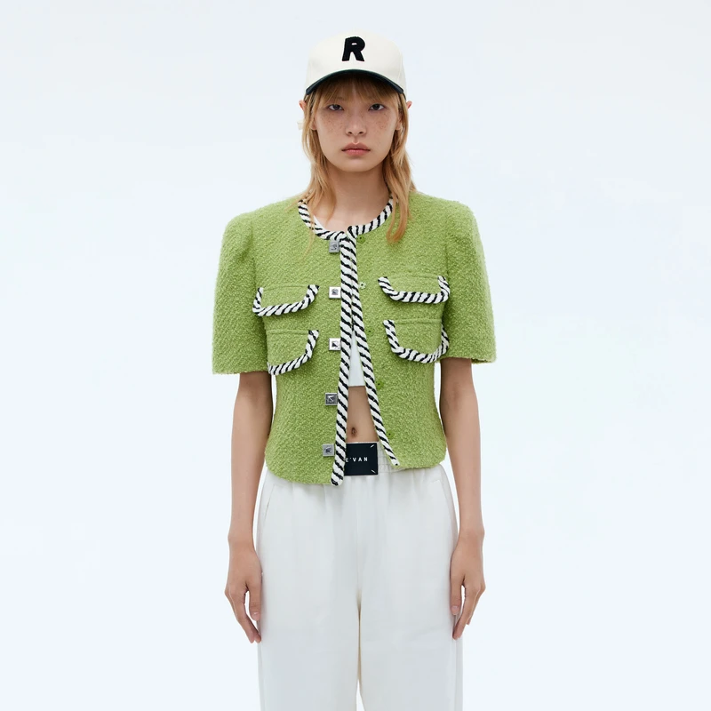 REVAN芮范小香风织带截短式外套RU70105064