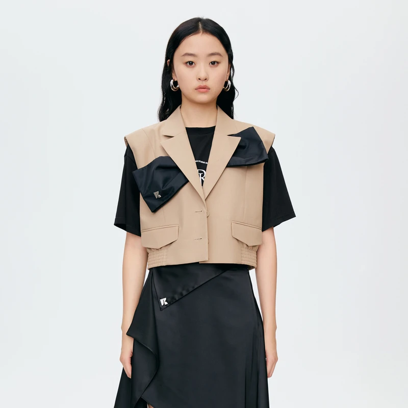 REVAN芮范高级感蝴蝶结马甲背心O30701274