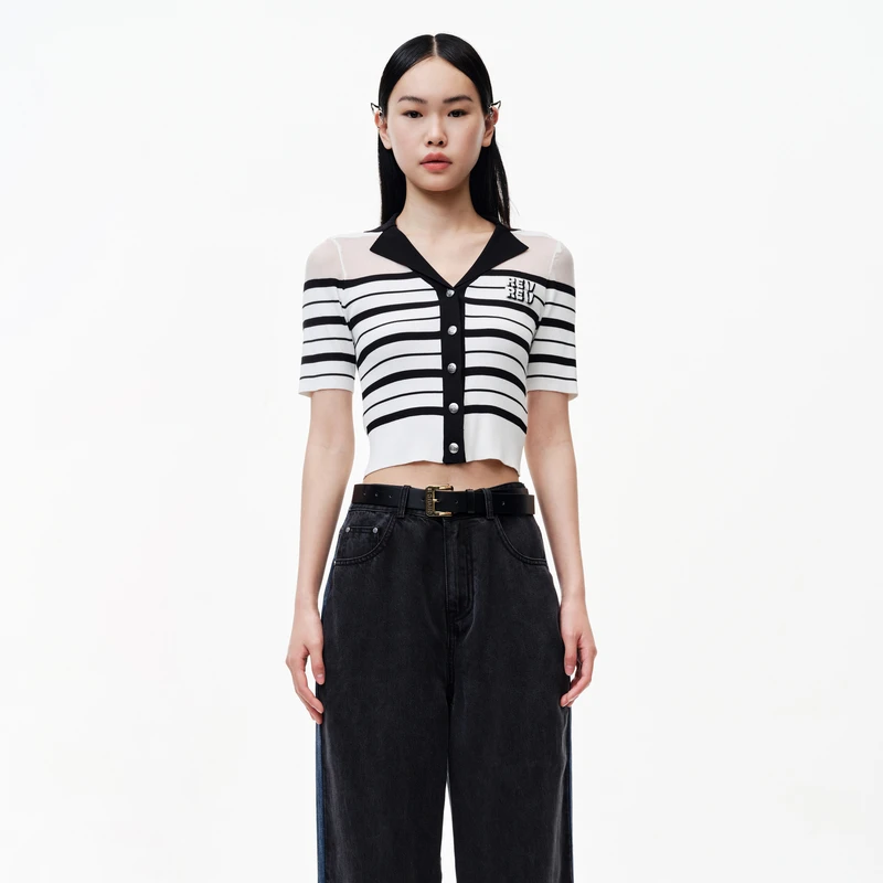 【赵老板专属】REVAN芮范复古欧根纱拼接针织衫RN30601163