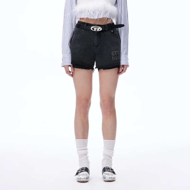 【达人播专属】REVAN芮范辣妹风复古牛仔短裤RN71307051