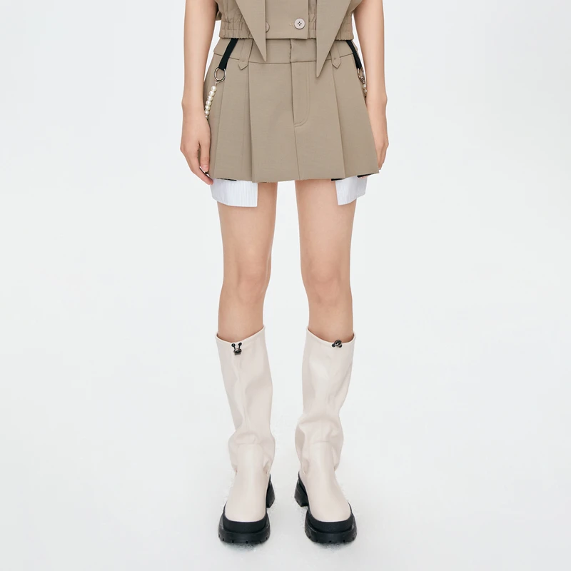 REVAN芮范俏皮活力珍珠背带半身裙O31501312