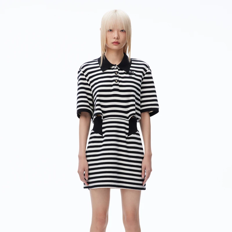 【达人播专属】REVAN芮范复古撞色条纹连衣裙RN71101085