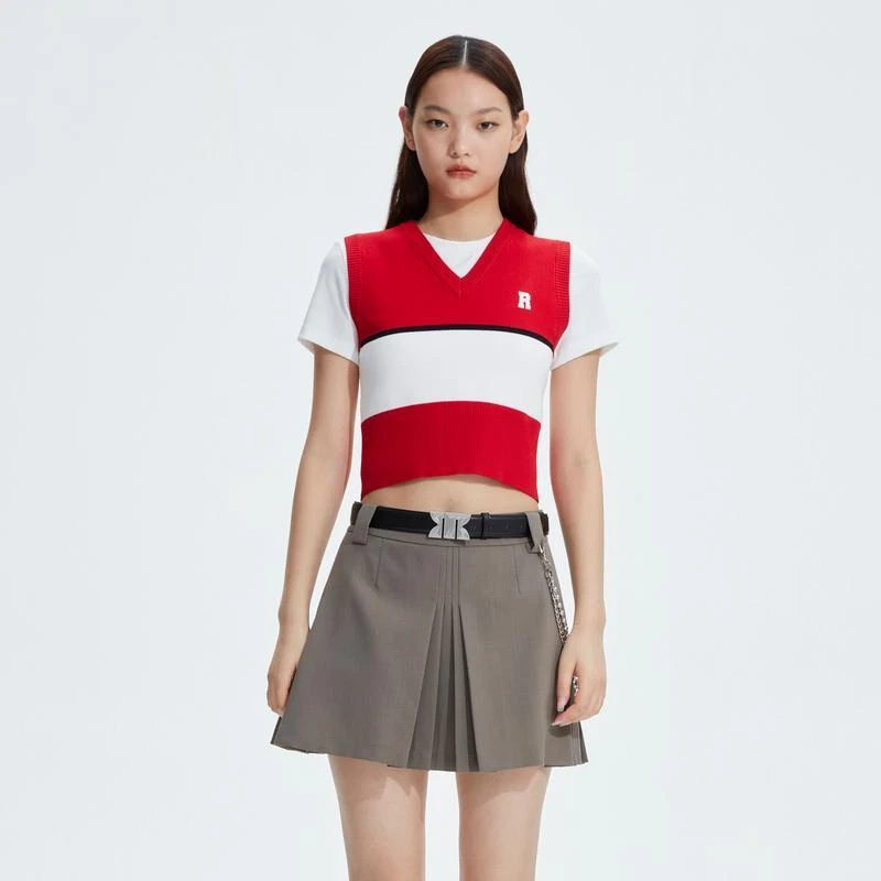 REVAN芮范设计师款学院风真两件背心毛衫RN11202037