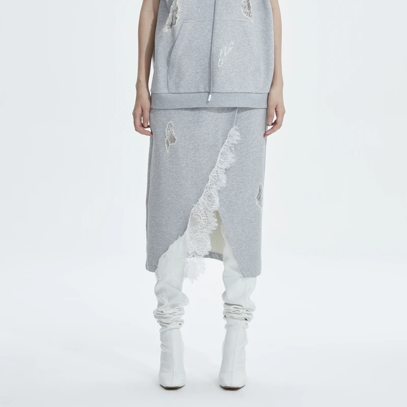 REVAN芮范设计师款复古混搭蕾丝拼接长裙RN11506247