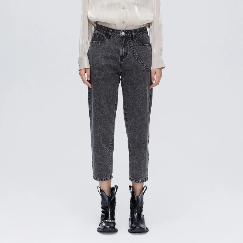 REVAN芮范立体凸印链条牛仔裤O11302116