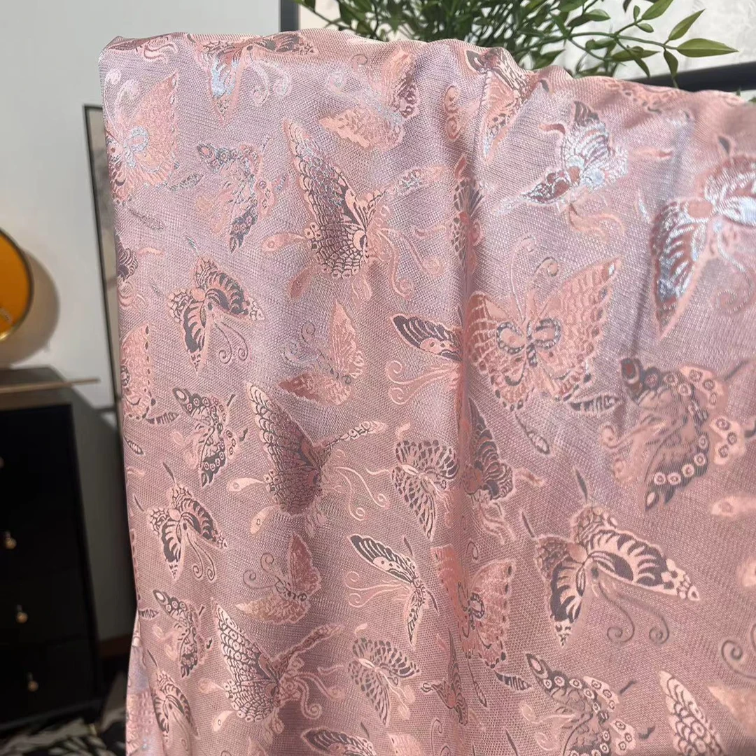 【异色全罗香芋色蝴蝶】人丝异色全罗面料国风新中式面料【JV8166】