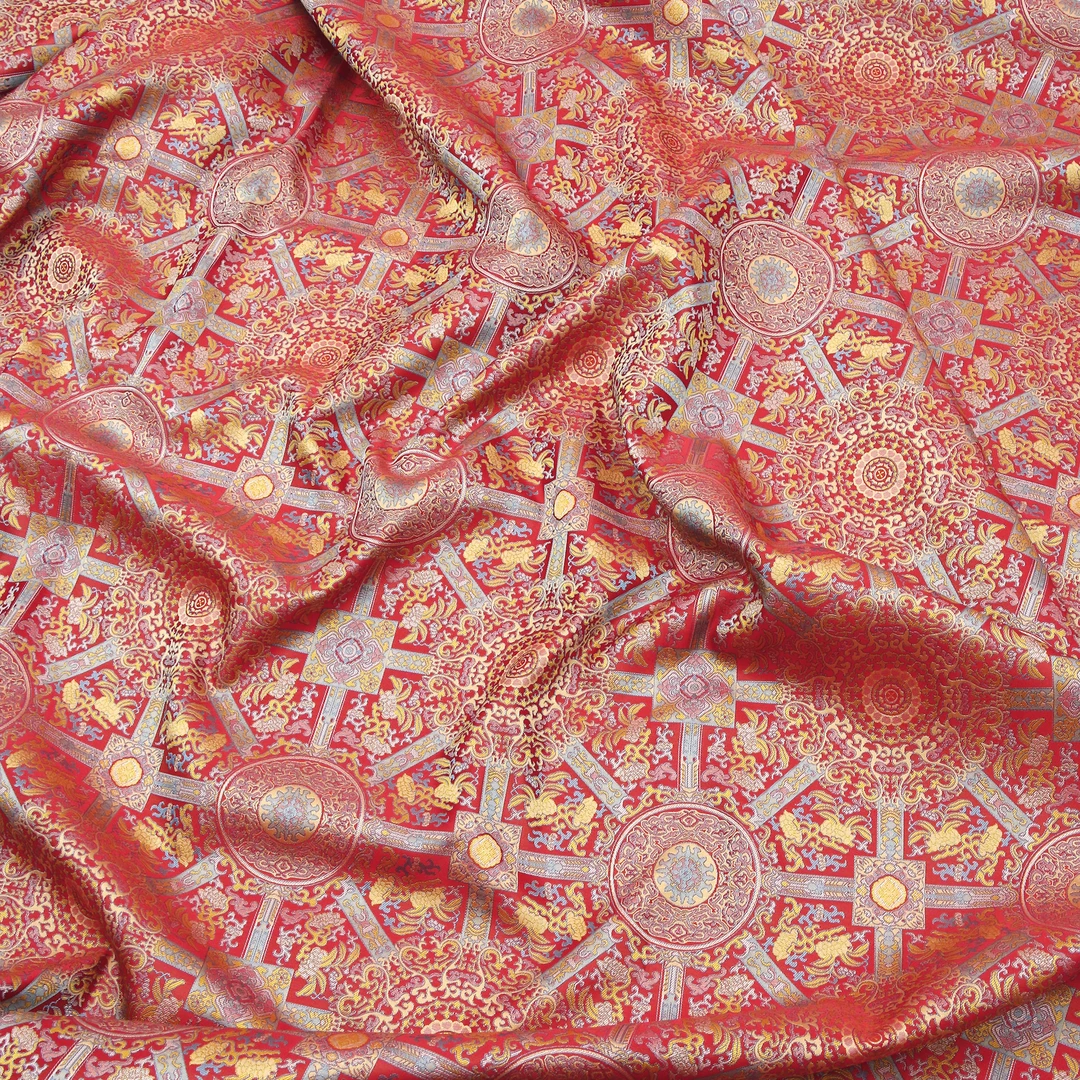 【红色八达晕】织锦缎面料新中式中国风风格布料【ZV7099】