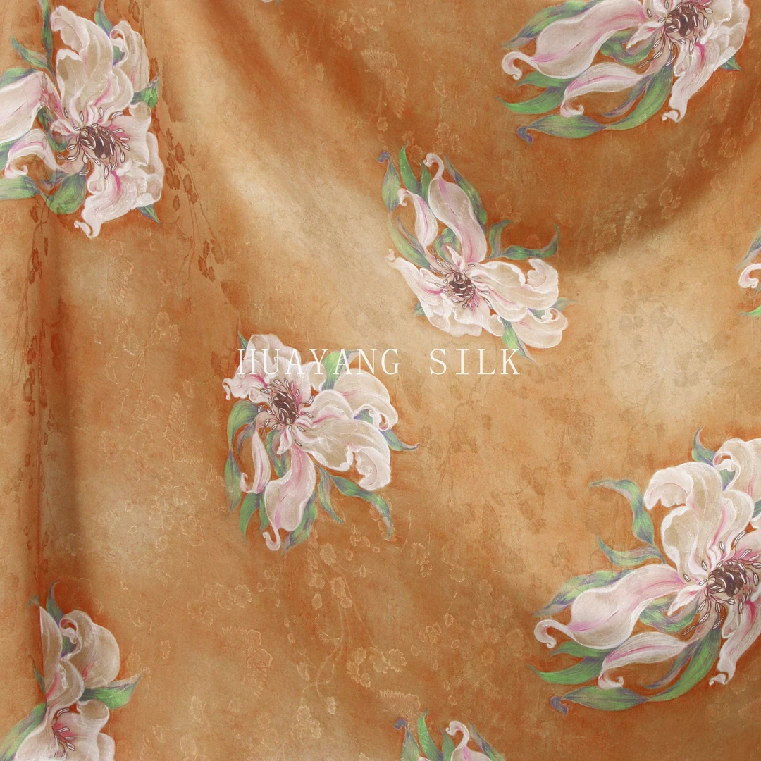 【橙锦牡韵】人丝红云纱面料新中式布【HV8720】