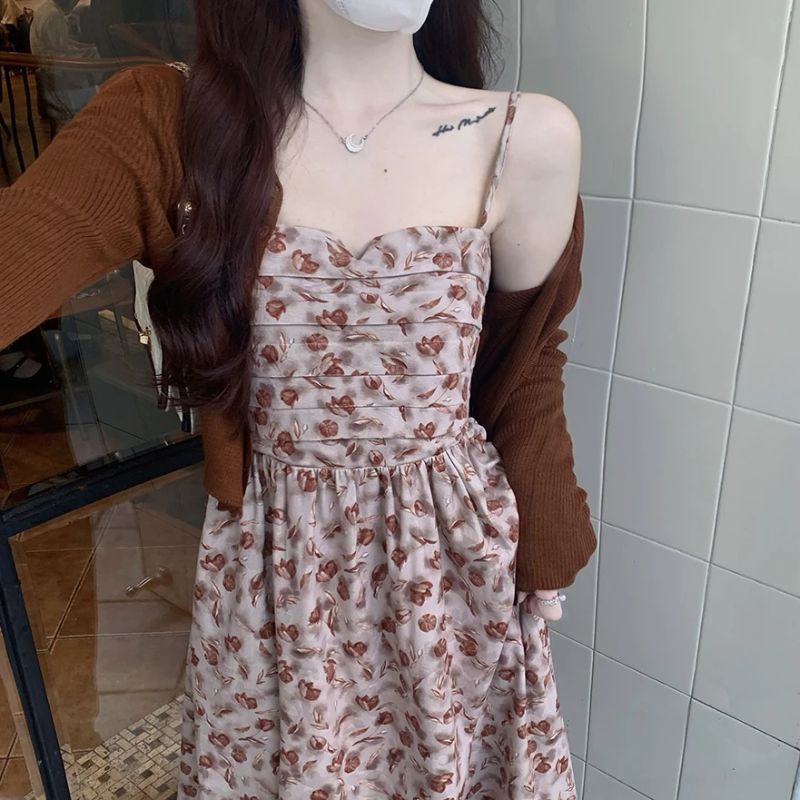 爱情海【心机山茶】碎花气质时尚法式甜美减龄显瘦针织外套