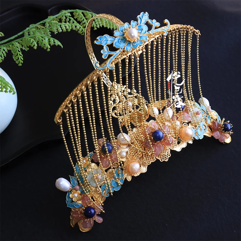 悦己容[女帝]复古风发冠富贵点缀掩鬓国风复原汉服U钗头饰项链