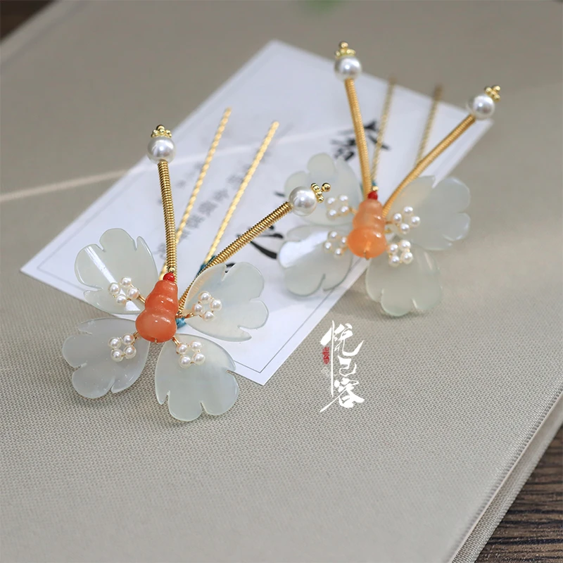 悦己容[玉蝶]古风U钗汉服点缀头饰新中式发簪简约百搭蝴蝶发饰