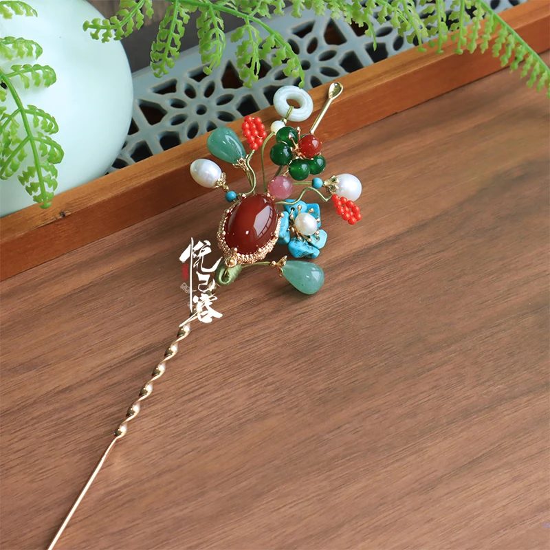 悦己容[微瑕合集3.0]复古风百搭发簪汉服经典U钗点缀头饰耳钩夹