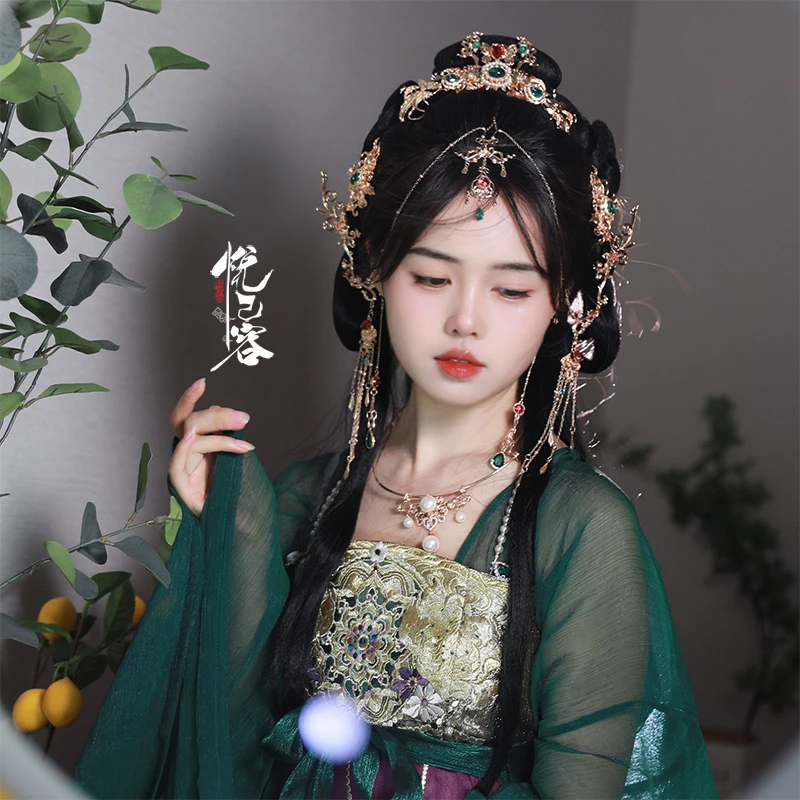 悦己容[玉妖奴]古风汉服发冠头饰边夹古典发饰额饰耳钩