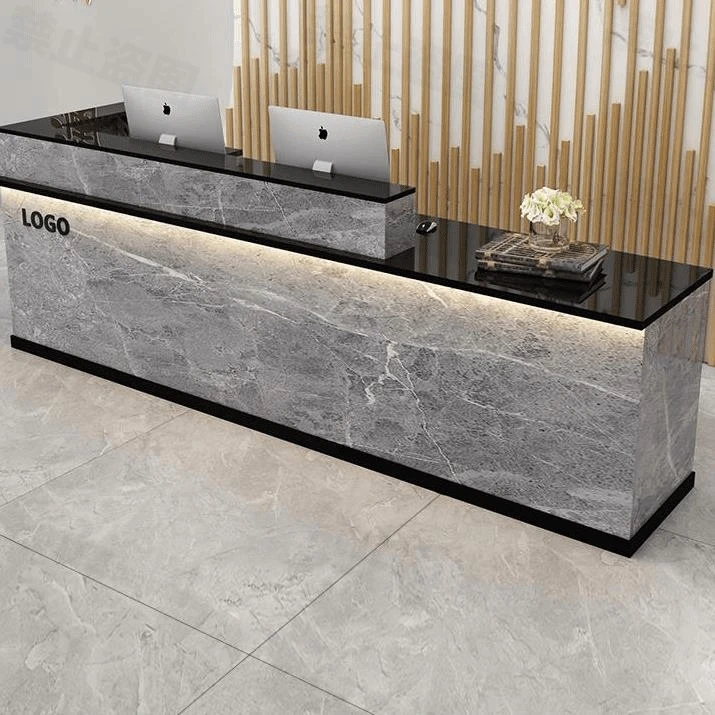 公司接待台吧台办公小型收银台台球室前台理发店发光定制柜台转角