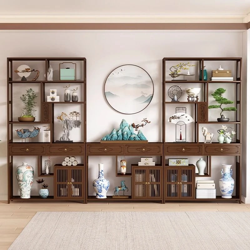 新中式非实木博古架茶柜置物架茶具茶叶展示柜多宝阁古玩摆件架子