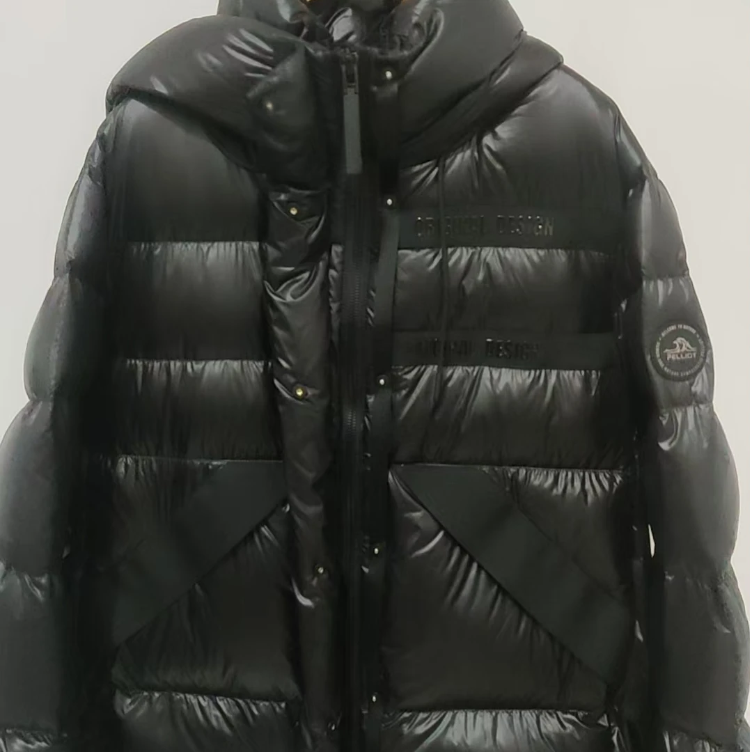 吉米赛欧【拼接鹅绒服】9L2452110-A 保暖户外时尚百搭中长款连帽