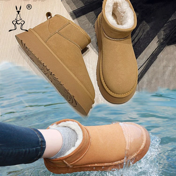 加绒雪地靴女外穿厚底2024秋冬季新款雪地棉舒适保暖短靴P1854