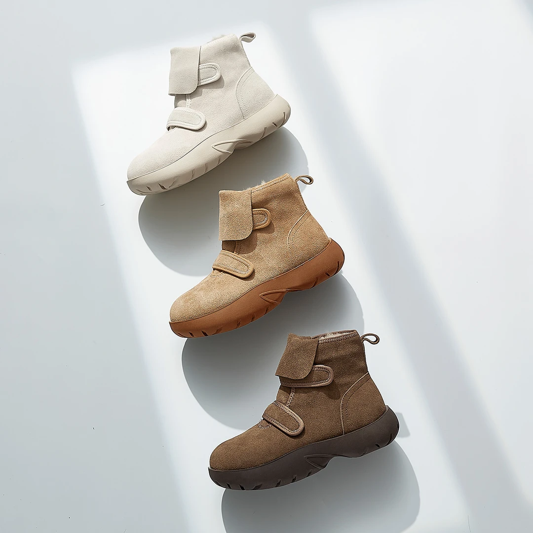 OL462冬季原创新品真皮棉靴2025年新款软底敲软敲舒适防滑轻便女