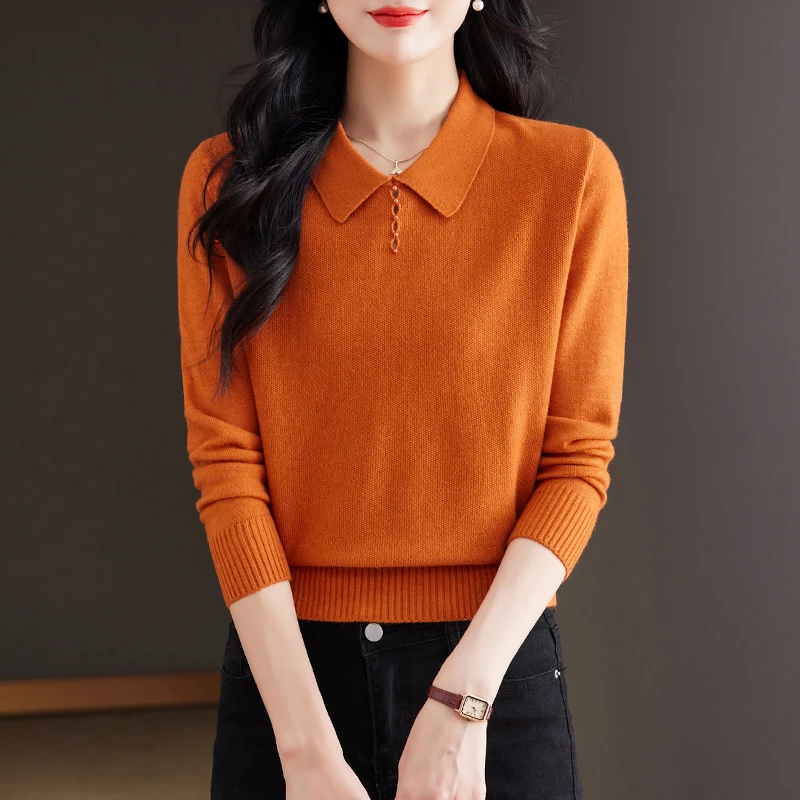 秋季新款百搭时尚洋气套头气质宽松长袖针织衫889