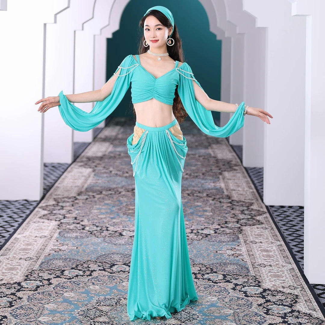 肚皮舞服装2025秋季新款练功服宫廷初学者东方舞蹈长裙女练习套装