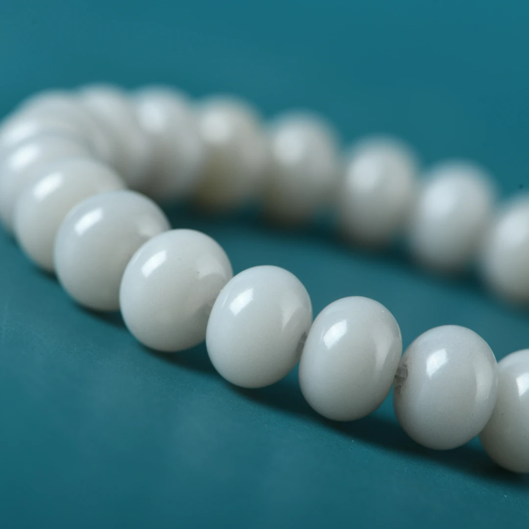 白玉菩提灰色算盘珠手串