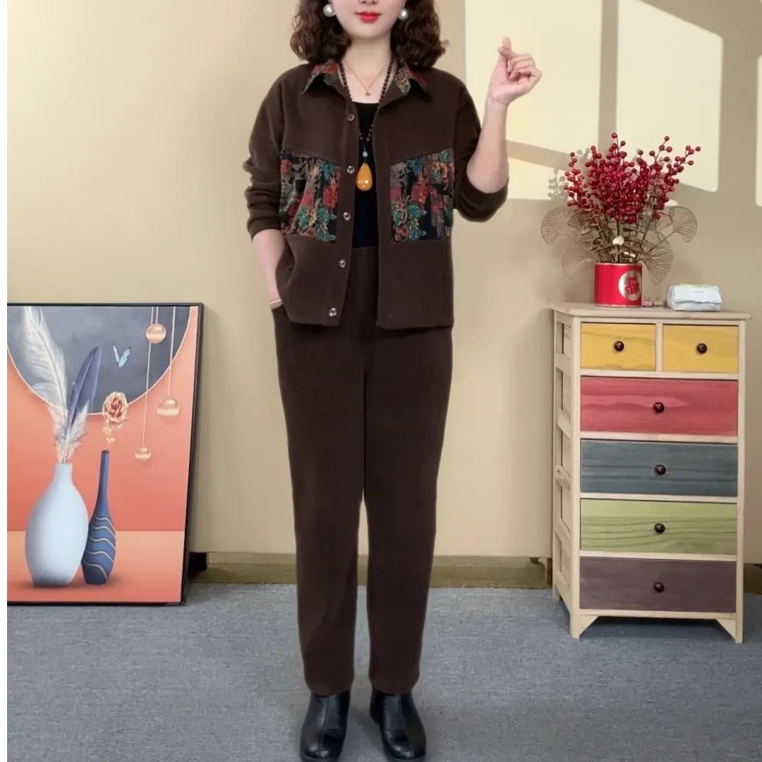 【套装】2025秋季新款时尚百搭长袖休闲减龄显瘦两件套中老年#356