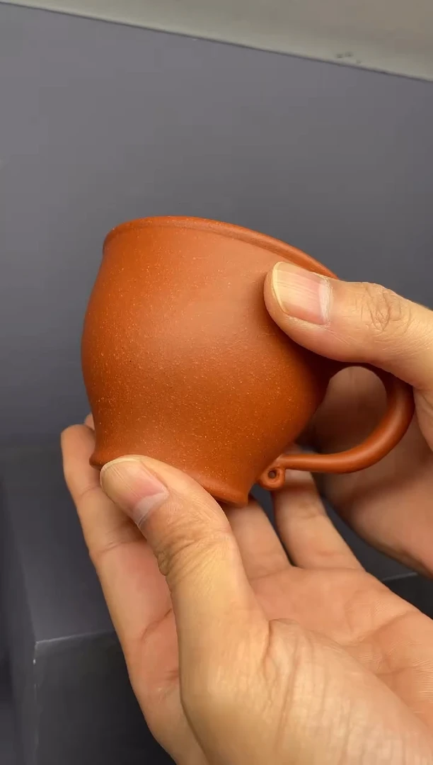 【闪购商品】紫砂茶壶红降坡带把杯
