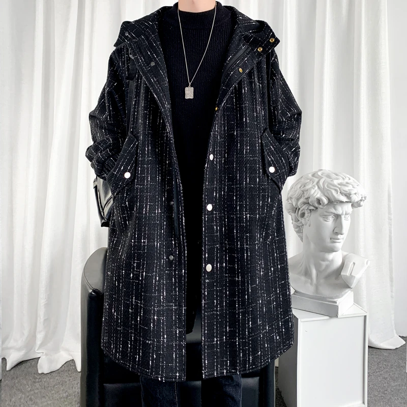 小香风外套男痞帅高级感秋冬加厚中长款夹克宽松新款潮牌男士风衣