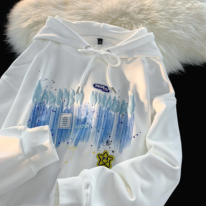 美式复古卫衣男hiphop重磅连帽衫上衣oversize高街潮牌春秋款外套