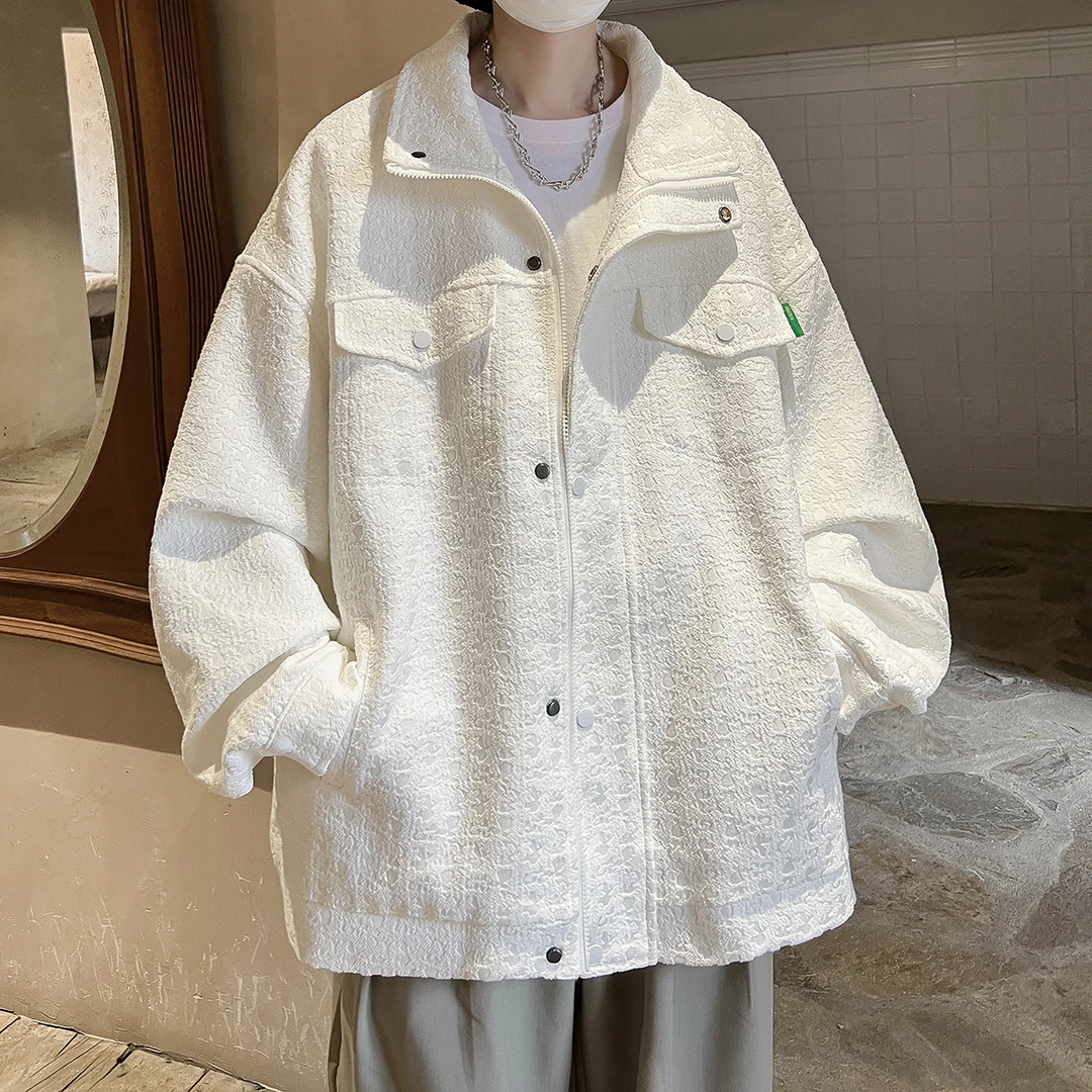 男生外套牛仔秋季美式复古高街潮牌宽松休闲青少年痞帅设计感夹克