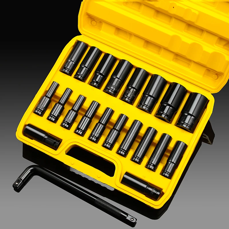 电动扳手套筒全套加长汽修大中小飞内六角风炮头组合套装方便工具