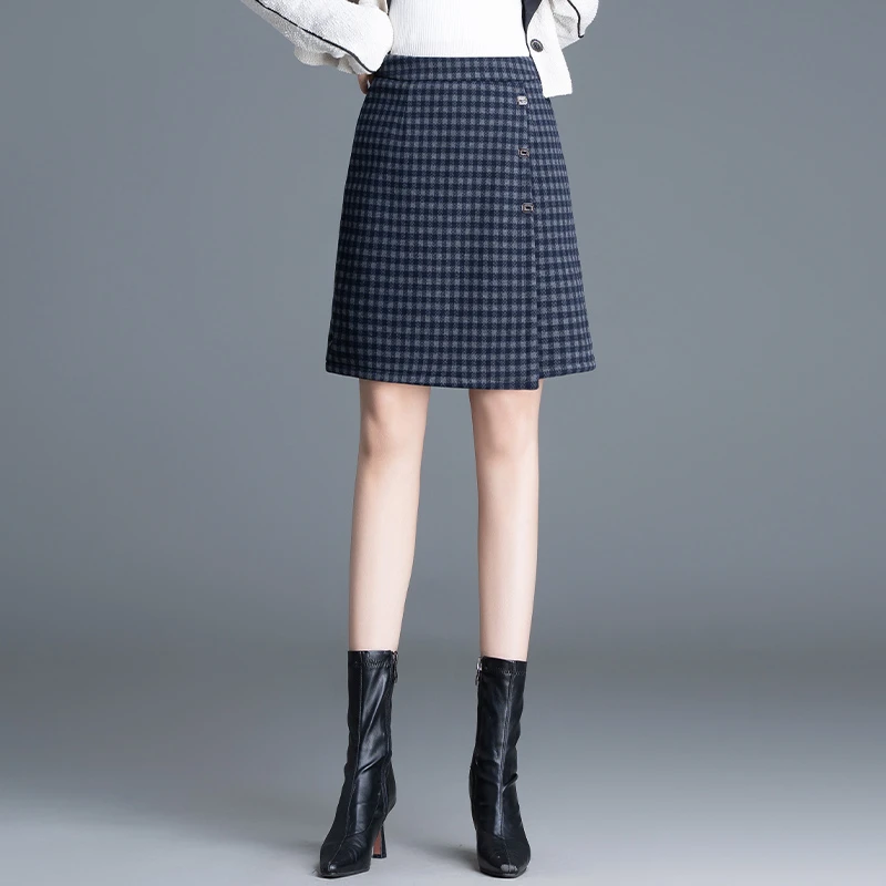 秋冬时尚A字半身裙2025新款90950短裙裙子半裙格子冬季秋季
