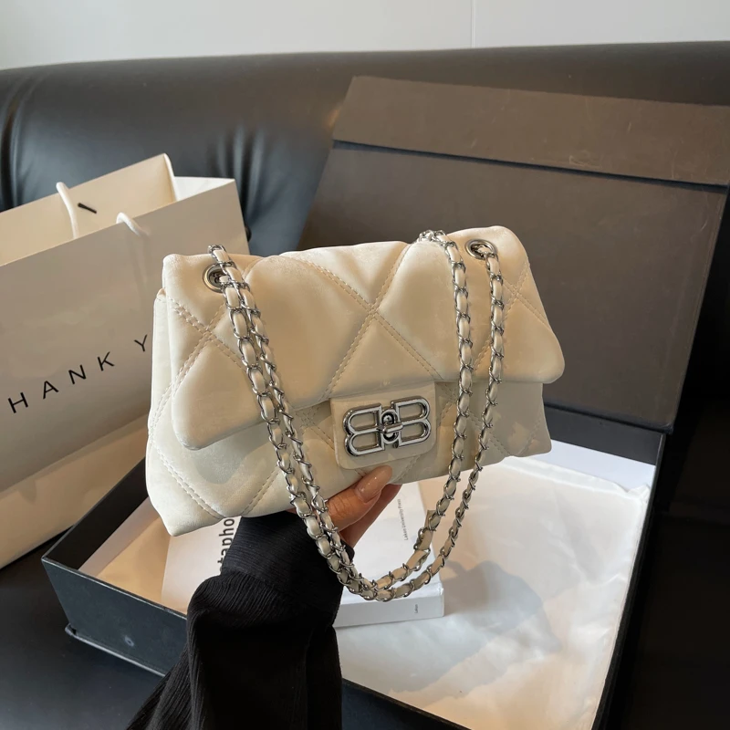 软皮单肩斜挎包菱格小方包2024春夏新款单肩女包洋气简约时髦百搭