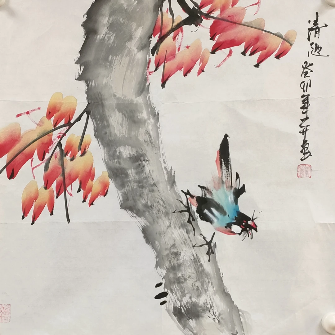 国画作品花鸟小斗方