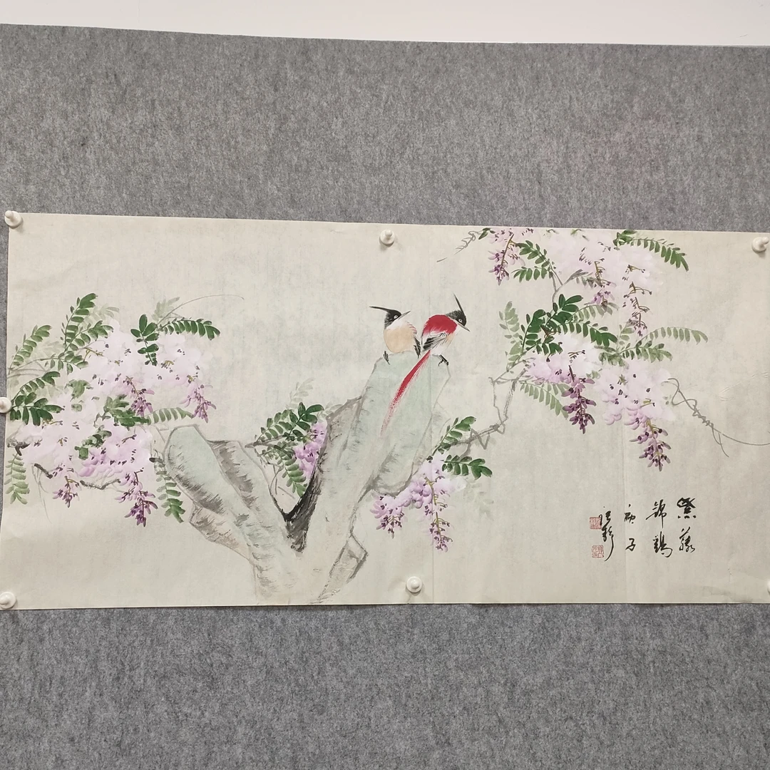 国画作品《紫藤图》横版