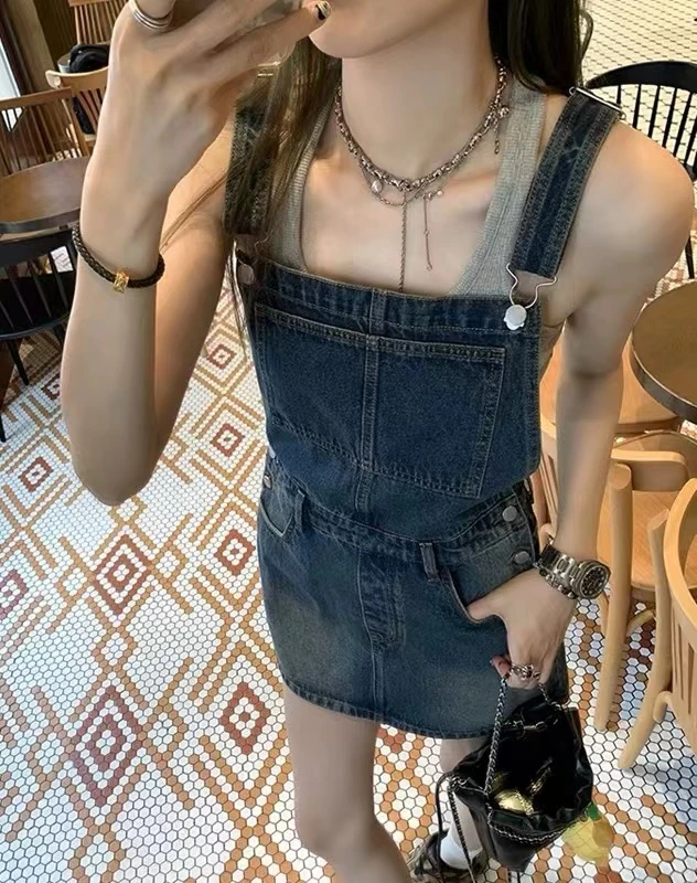 801-1000 背带裙夏季薄款设计感小众宽松显瘦小个子短裙连衣裙潮