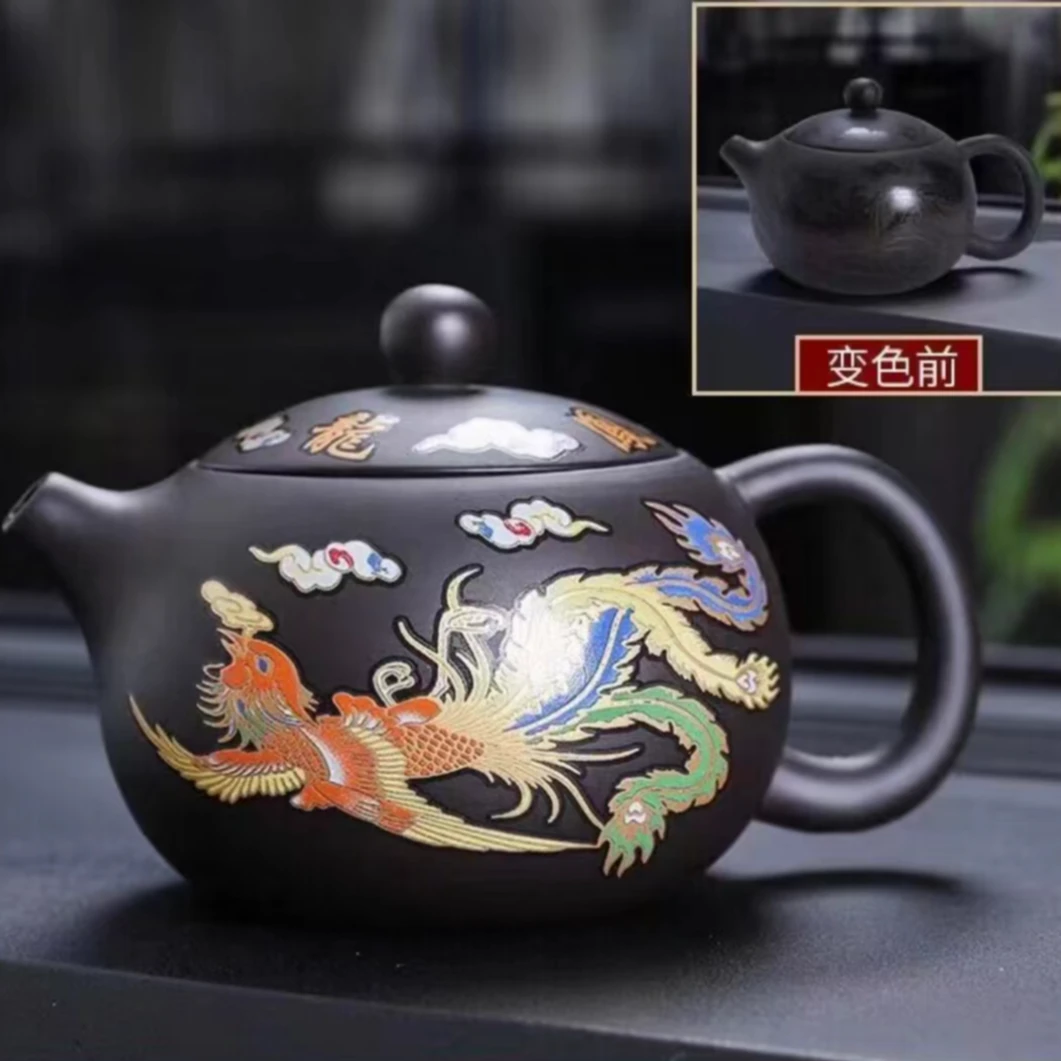 原矿黑枣泥 紫砂变色壶 龙凤呈祥 小西施 茶具A2
