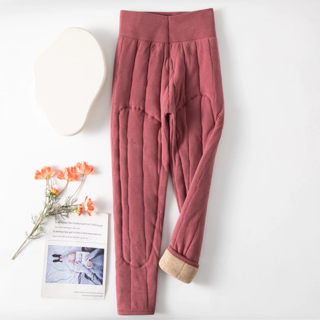 女士绵羊毛仿兔毛绒护膝护腰棉裤加绒加厚冬季中老年保暖裤加肥