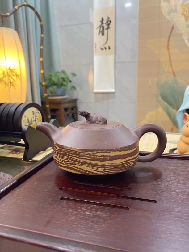 紫砂壶茶壶纯手工全手工手制老壶筋纹茶具如意壶范玉珍胶泥牛盖
