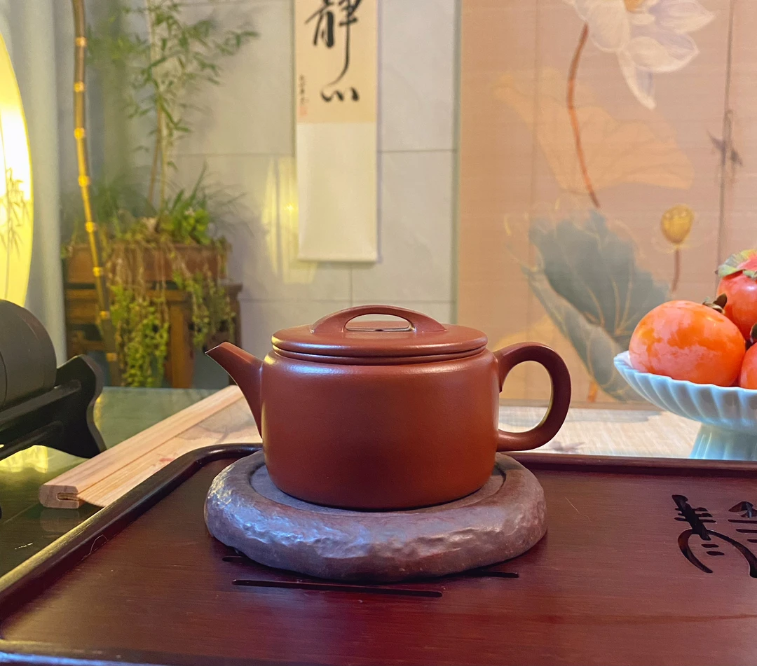紫砂壶朱泥大红袍原矿茶具茶壶汉瓦