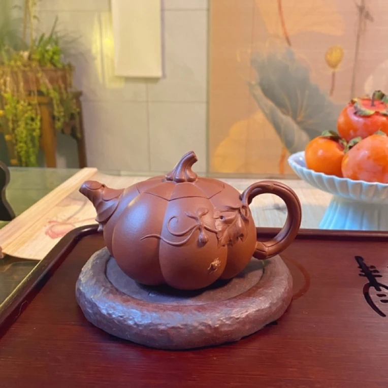 茶具紫砂壶泡茶壶筋纹清水泥如意壶范玉珍泥壶红泥南瓜壶中秋