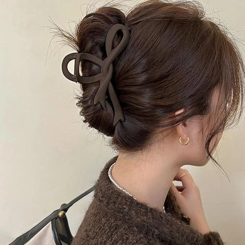 网红磨砂盘头发抓夹蝴蝶结抓夹2024新款女鲨鱼夹发夹百搭气质发卡