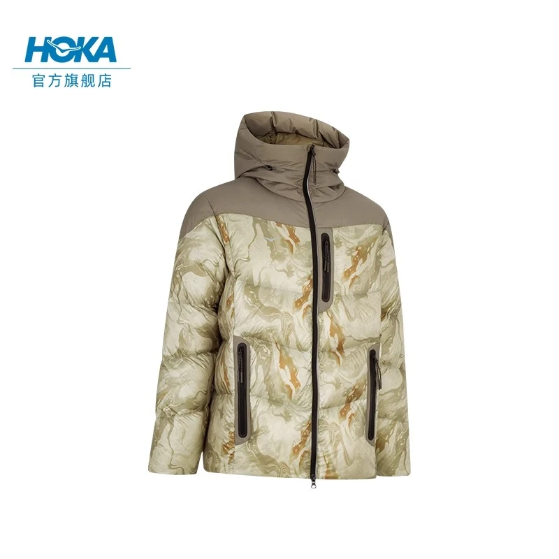 HOKA ONE ONE 男款冬季印花羽绒服夹克DOWN JACKET CHN保暖外套