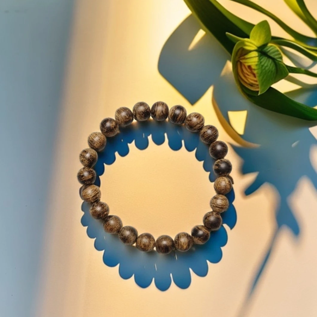 沉香 沉香圆珠手串 树心黑油 玉化料