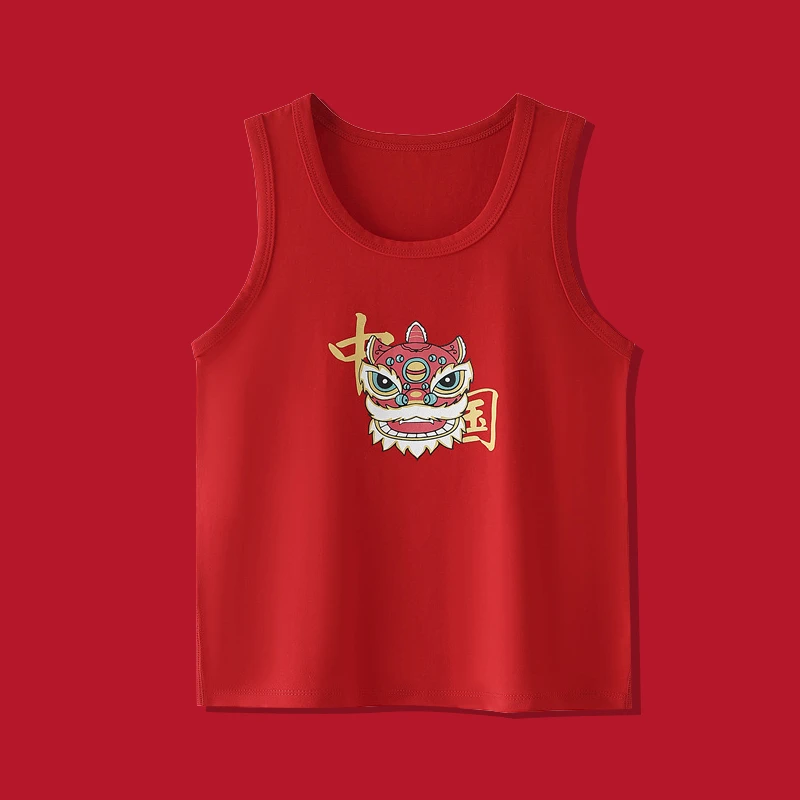 儿童本命年背心红色12岁13岁纯棉